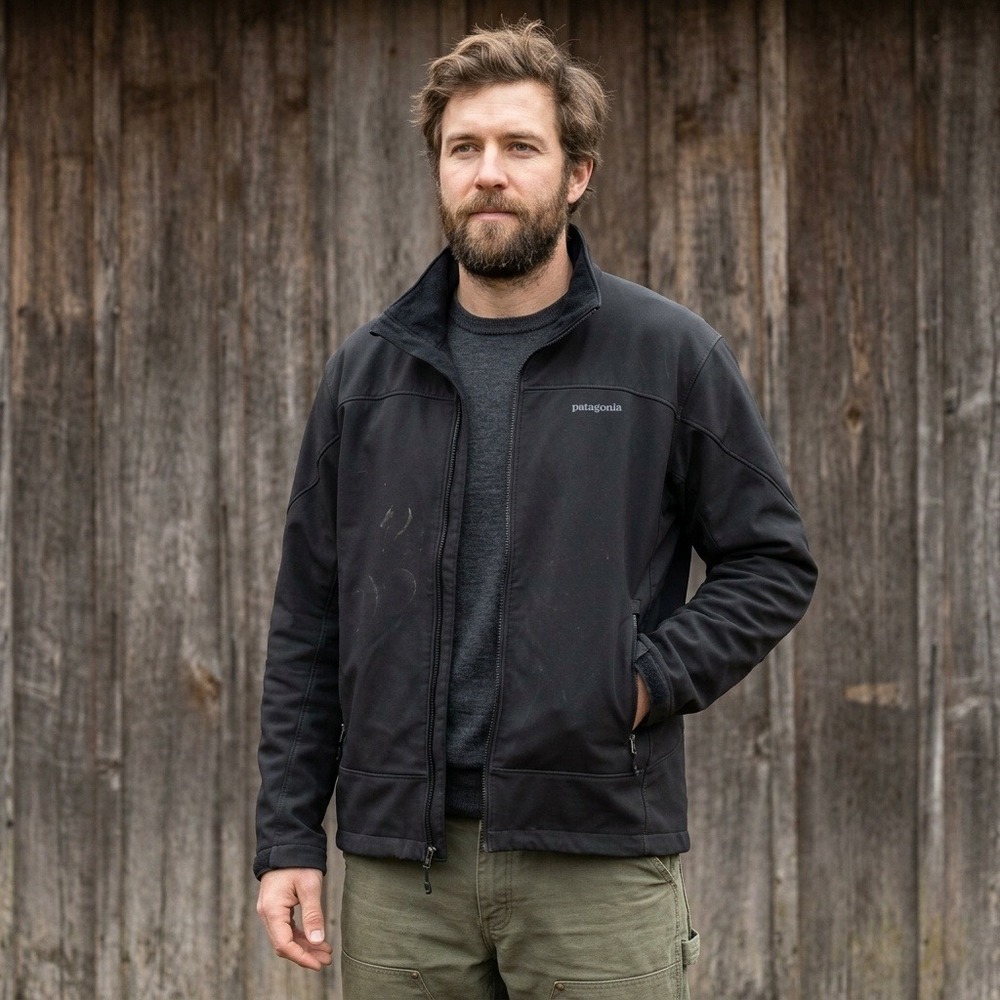 Patagonia Mens Adze Jacket XXL Black Softshell Full Zip Windproof Gorpcore